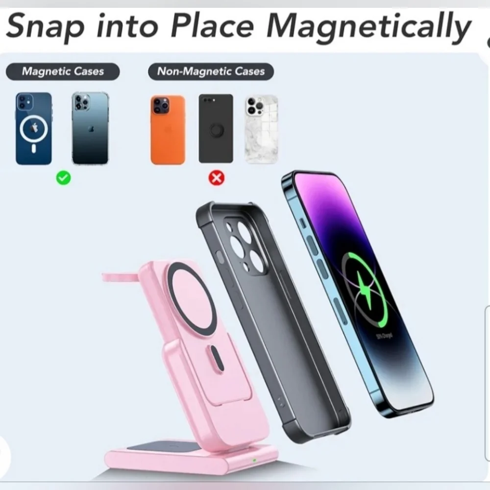 3 in 1 Wireless Charging Station,5000mAh Fast Foldable/Portable Charger/ iPhone
